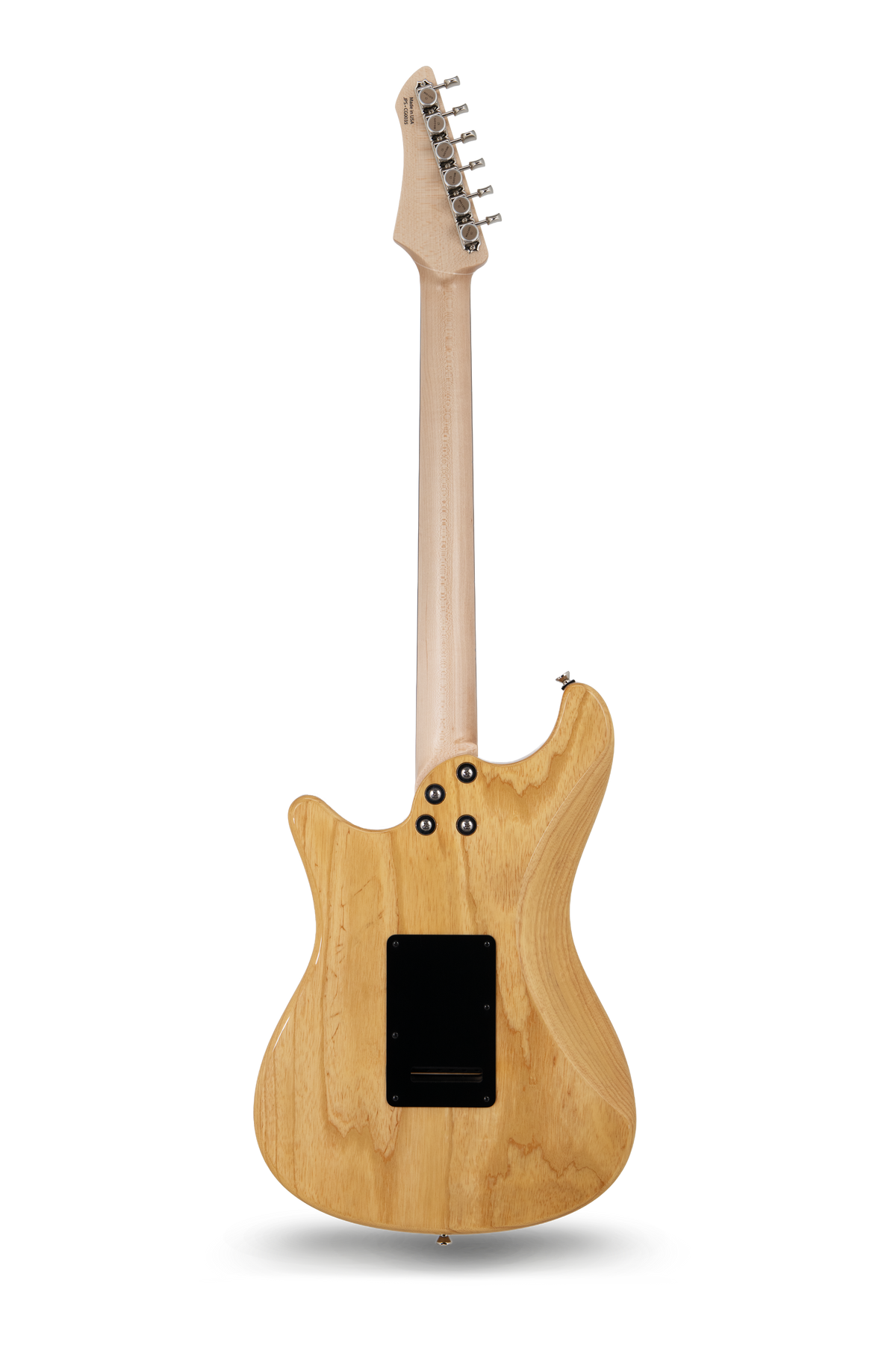 Ashburn Flame Maple top in trans burst electric guitar, John Page Guitars, rosewood fretboard, full back view
