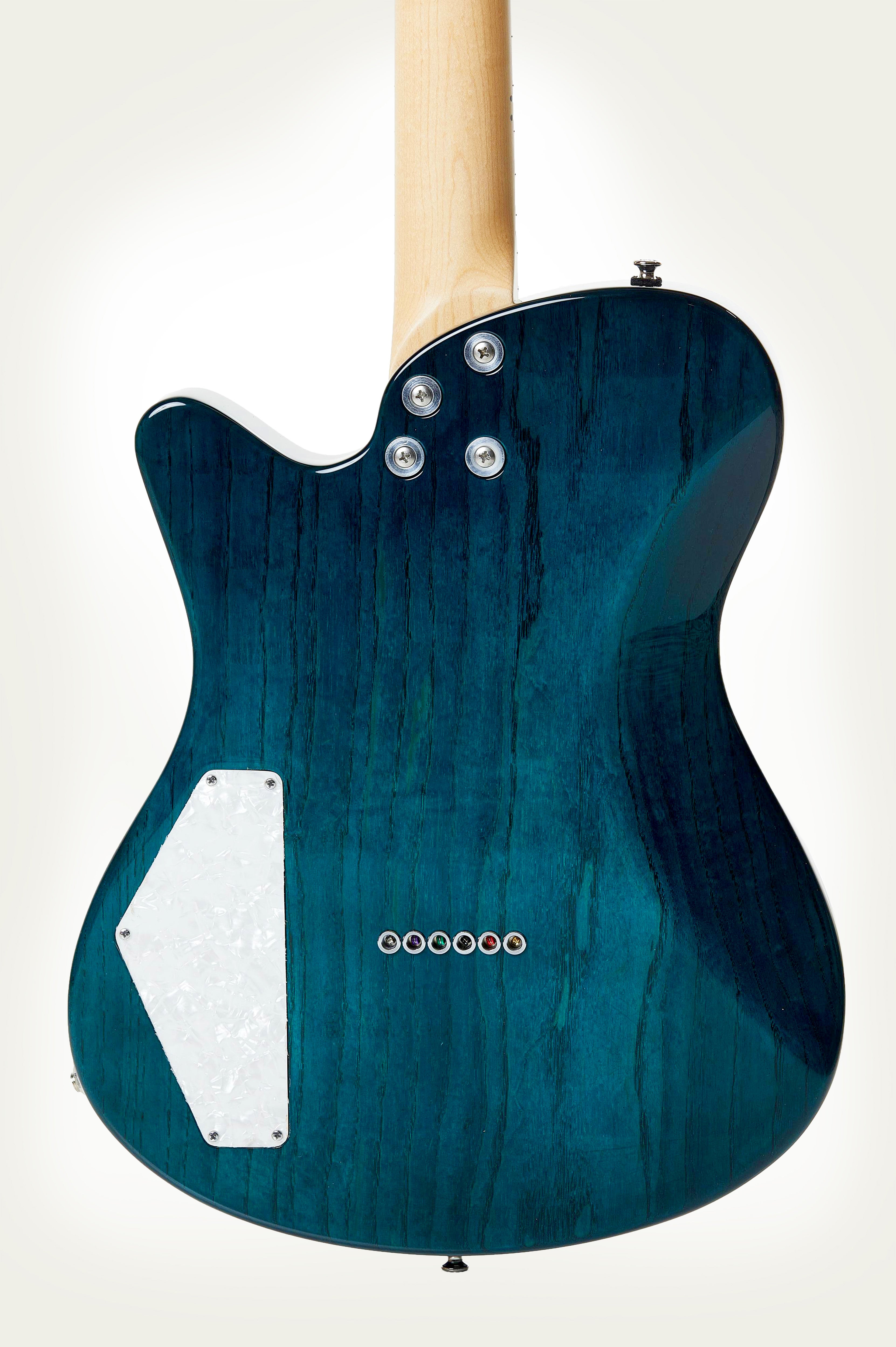 AJ Trans Aqua Mahogany closeup of back body.