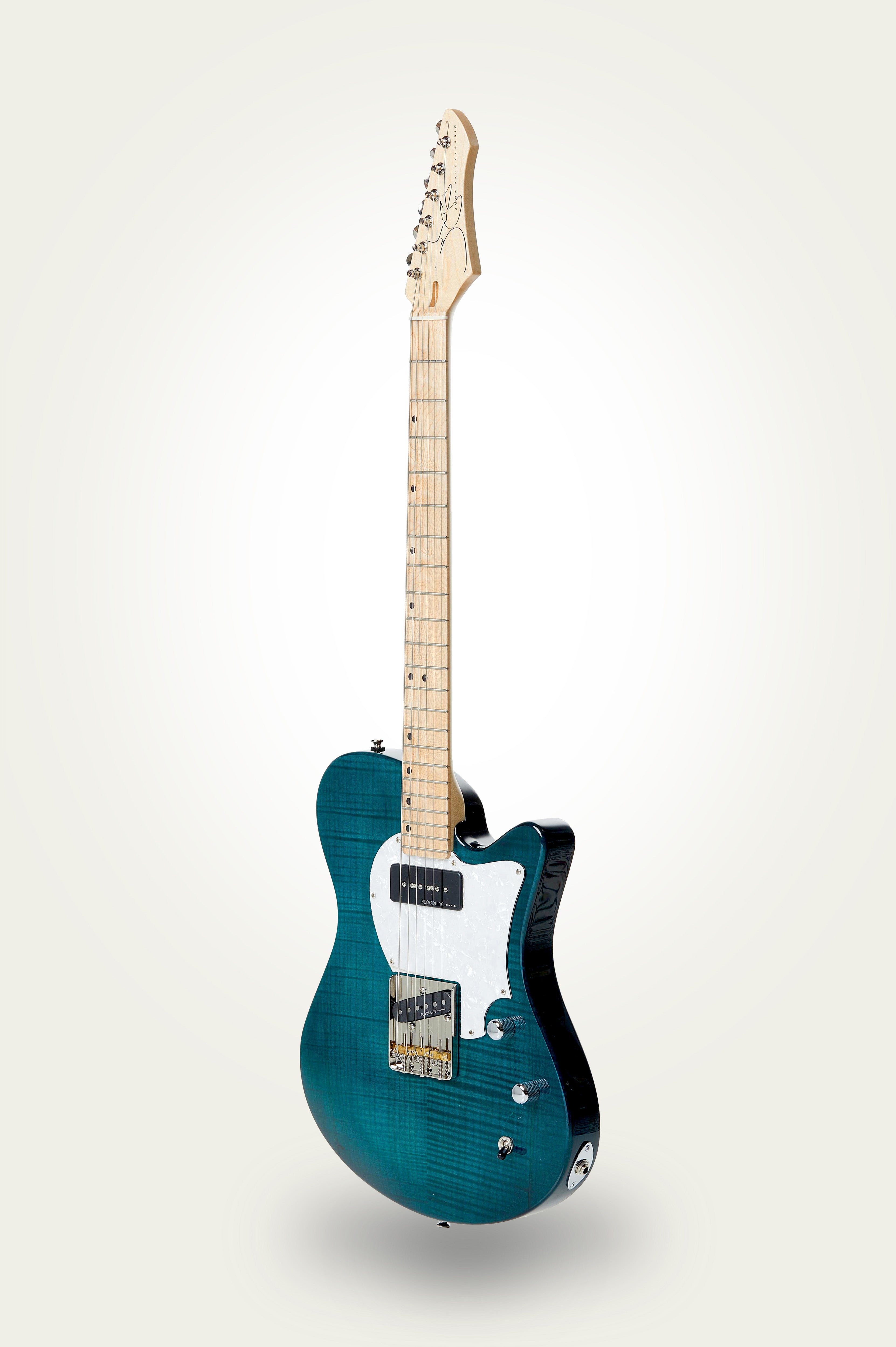 AJ Trans Aqua Mahogany angled front view.