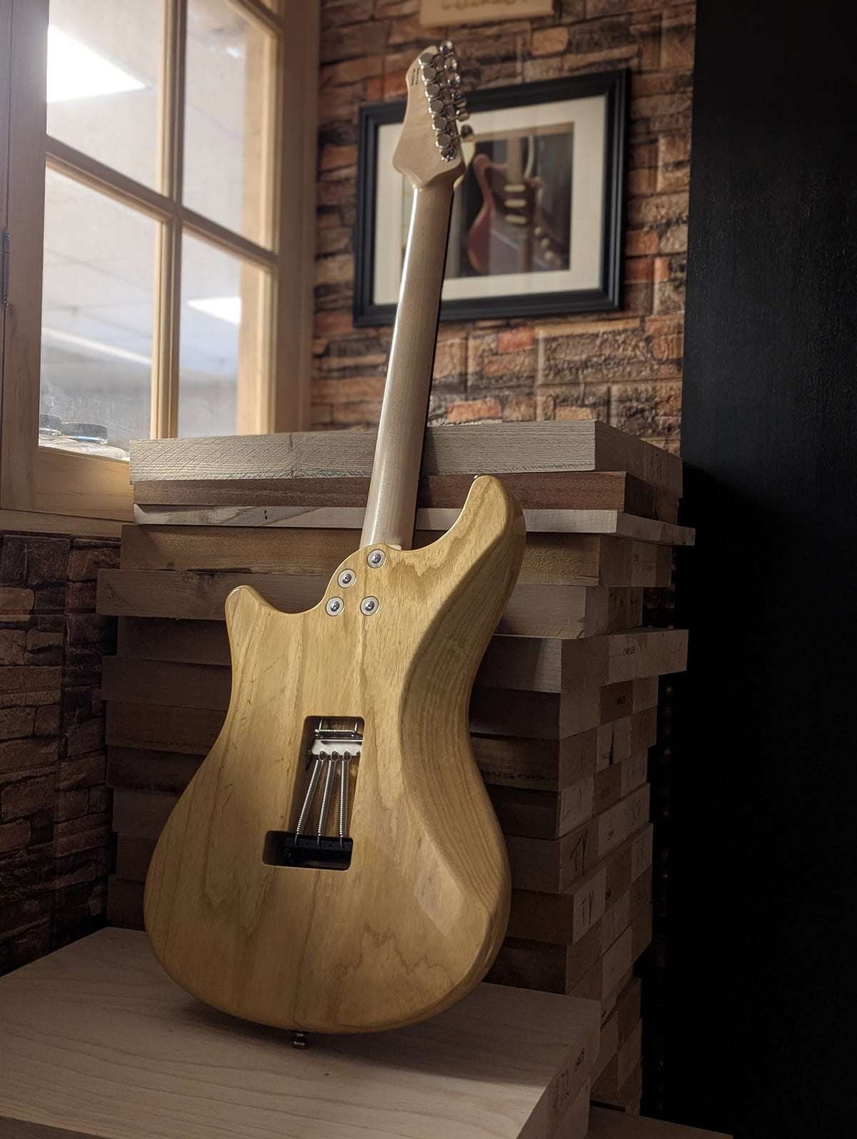 Ashburn Flame Maple top in trans burst electric guitar, John Page Guitars, rosewood fretboard, full back shop photo
